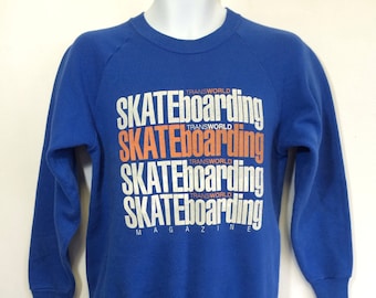 TRANSWORLD SKATEBOARDING 80's Sweatshirt/ Vintage TWS Magazine Skater Skateboard Street Wear Shirt/ Tony Hawk UsA Made Excellent!