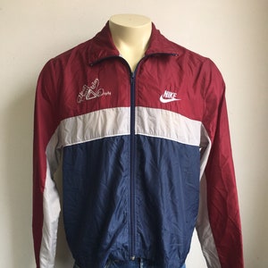 Vintage NIKE WINDBREAKER Jacket 1984 / Hood To Coast Relay Race 80's Blue Tag Full Zip Wind Runner Warm Up Nylon/ Breakdance Hip Hop UsA Med