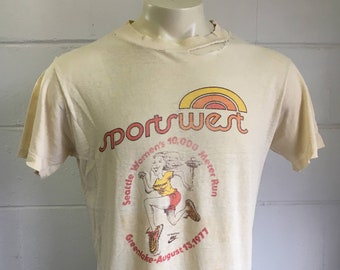 NIKE 1977 Shirt 70s Vtg Seattle Sports West Run Tshirt Space Needle Waffle Swoosh Runner Track Soft Thin Distressed Cotton Sneaker Rare Tee