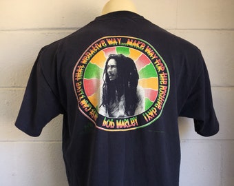 BOB MARLEY Shirt 1992 90s Vintage Tshirt Quote Song Rasta Reggae Rock Positive Vibrations RockSteady Kingston Legend Iconic UsA Made XL Tee