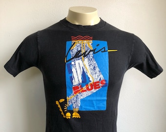 Levis 501 Shirt 80s Vintage Blues Jeans Tshirt Usa Made Black Single Stitch Small Tee