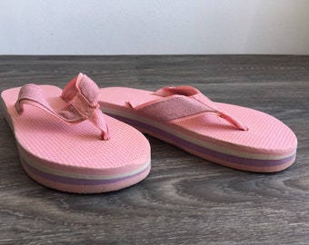 vintage 80's rainbow flip flops