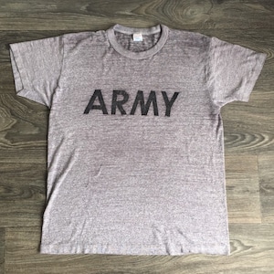 ARMY Champion 80&#39;s Shirt 50/50 Poly/Cotton Blend Soft Thin! Military Tshirt USA Made Heather Gray Medium/Large
