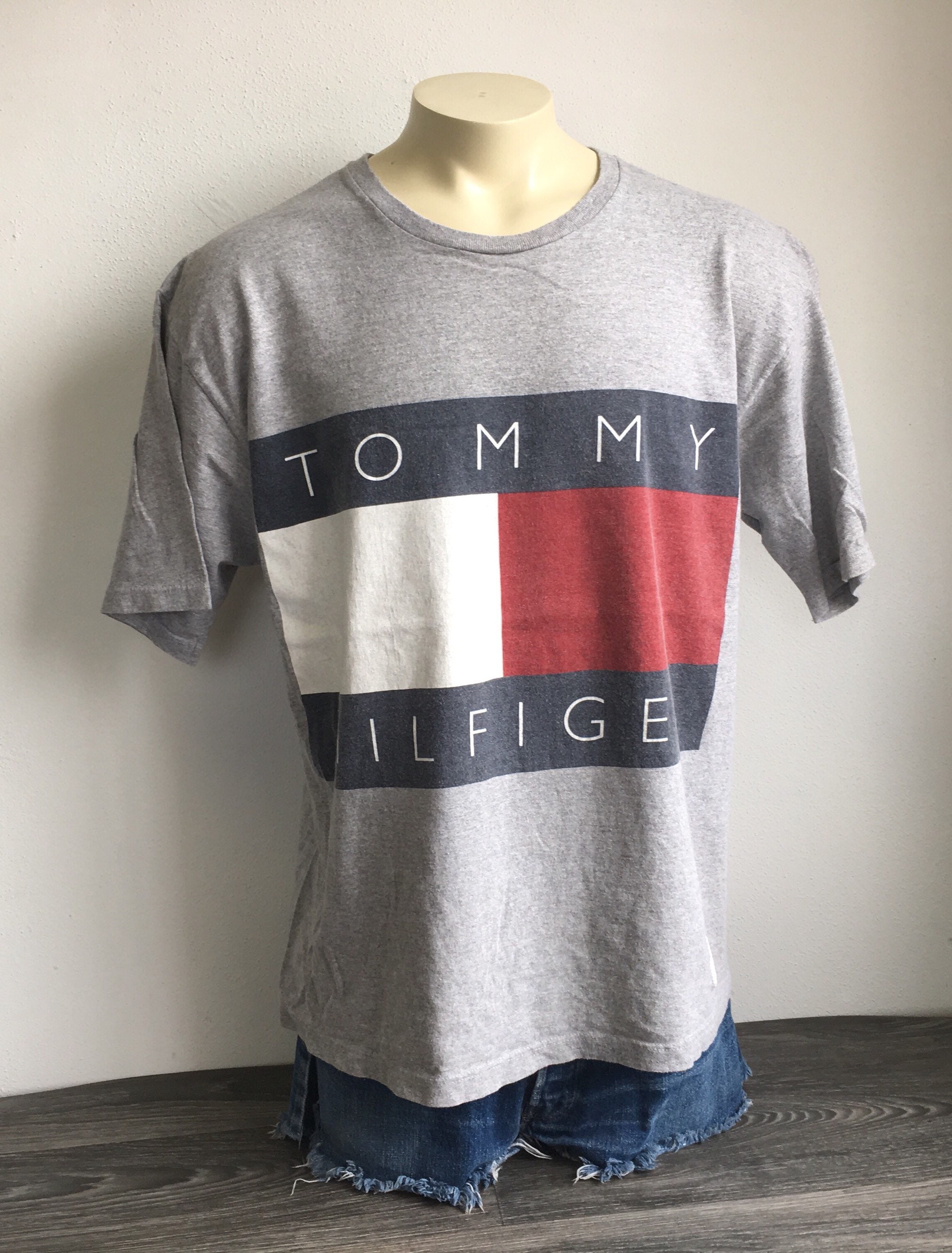 Vintage TOMMY HILFIGER Shirt 90's Big Flag Box Logo Spell | Etsy