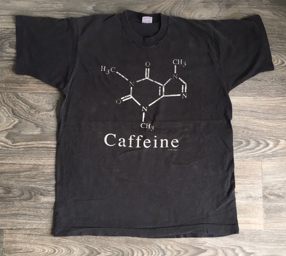 Vintage Caffeine Shirt 90s 1990s Molecular Structure Coffee Stimulant T-shirt Black Tee Tshirt Shirt