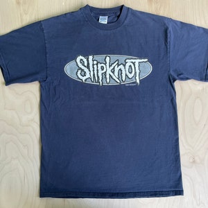 90年代slipknot Tシャツblue grapeアメリカ製バンドt当時物 90's BLUE GRAPE ''SlipKnot'' 両面プリント Tシャツ 墨黒 表記