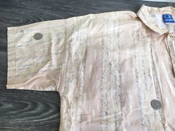 VTG 90S OCEAN PACIFIC SUNWEAR SURF REVERSE PRINT HAWAIIAN SMOCK POLO SHIRT SMALL