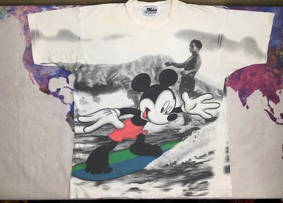 ディズニー ミッキー サーファー シャツ メガプリント 80年代