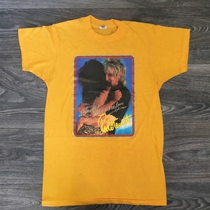 ROD STEWART Shirt 70s Vintage Blondes Have More Fun Tour Tshirt Glitter Iron On Soft And Thin Band Tee XS Men&#39;s Small Women&#39;s
