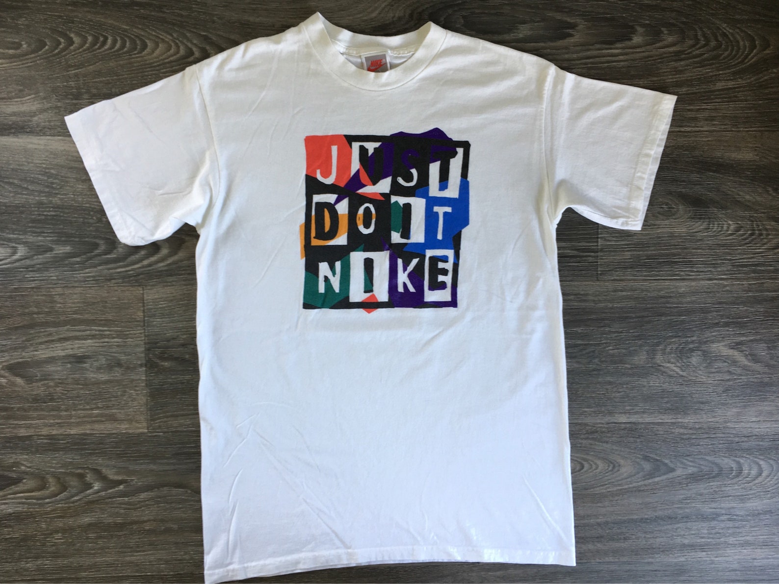 NIKE Just Do It Shirt 90's Original Vintage/ Block Print Etsy