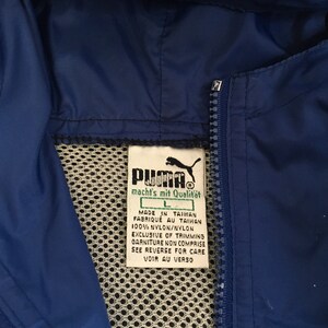 Puma Windbreaker Vintage Hooded Quarter Zip Jacket Black Blue Nylon Rare Running Workout Street Style Fashion Coat Large image 3