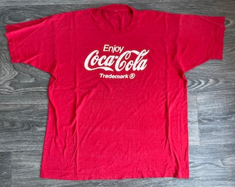 Coca Cola Shirt 80s Vintage SOFT & THIN! Classic Logo Single Stitch XL