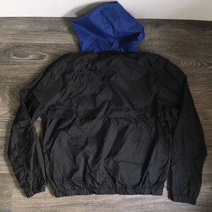 Puma Windbreaker Vintage Hooded Quarter Zip Jacket Black Blue Nylon Rare Running Workout Street Style Fashion Coat Large image 6