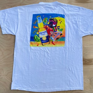 Jimmy Buffett Shirt vintage 90s Y2K Corona Beer Parrot head tee Margaritaville Fruit Of the Loom Tag Size XL
