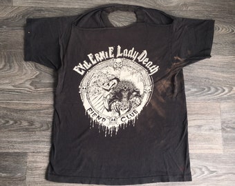 90sヴィンテージT-shirt「LADY DEATH」ロングT-shirt Vintage 1996 Lady Death Grave Chaos Comics Black XX-Large