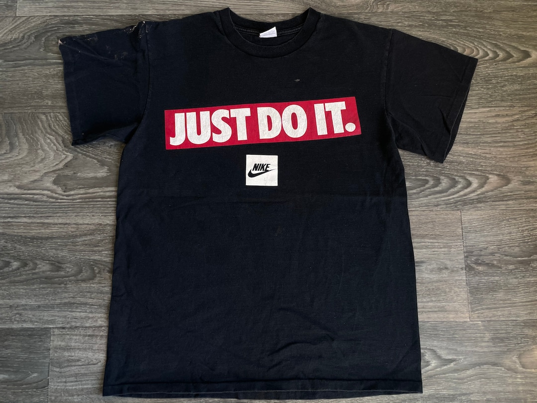 NIKE Shirt Vintage 90's Just Do It Original Gray Tag Black