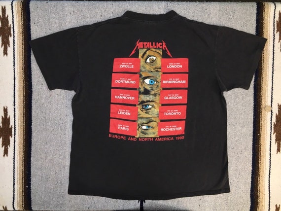 Vtg Metallica Tshirt 1990 Pushead Eyeballs Europe North America 
