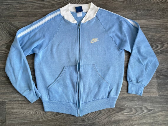 Nike Sweater Jacket 80 s Vintage Blue Tag Label Track Gem