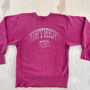 Northern Iowa Champion Reverse Weave Crew Neck Sweatshirt 90s Distressed Vintage Gusset Stitch Pullover Sweater USA Size Large