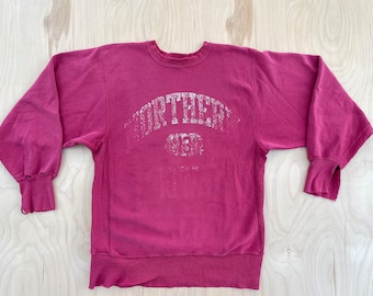 Northern Iowa Champion Reverse Weave Crew Neck Sweatshirt 90s Distressed Vintage Gusset Stitch Pullover Sweater USA Size Large