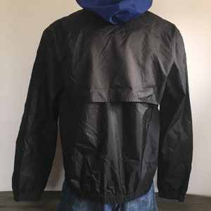 Puma Windbreaker Vintage Hooded Quarter Zip Jacket Black Blue Nylon Rare Running Workout Street Style Fashion Coat Large image 2