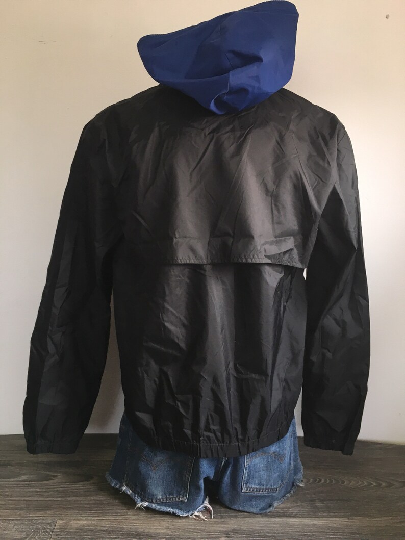 Puma Windbreaker Vintage Hooded Quarter Zip Jacket Black Blue Nylon Rare Running Workout Street Style Fashion Coat Large image 2