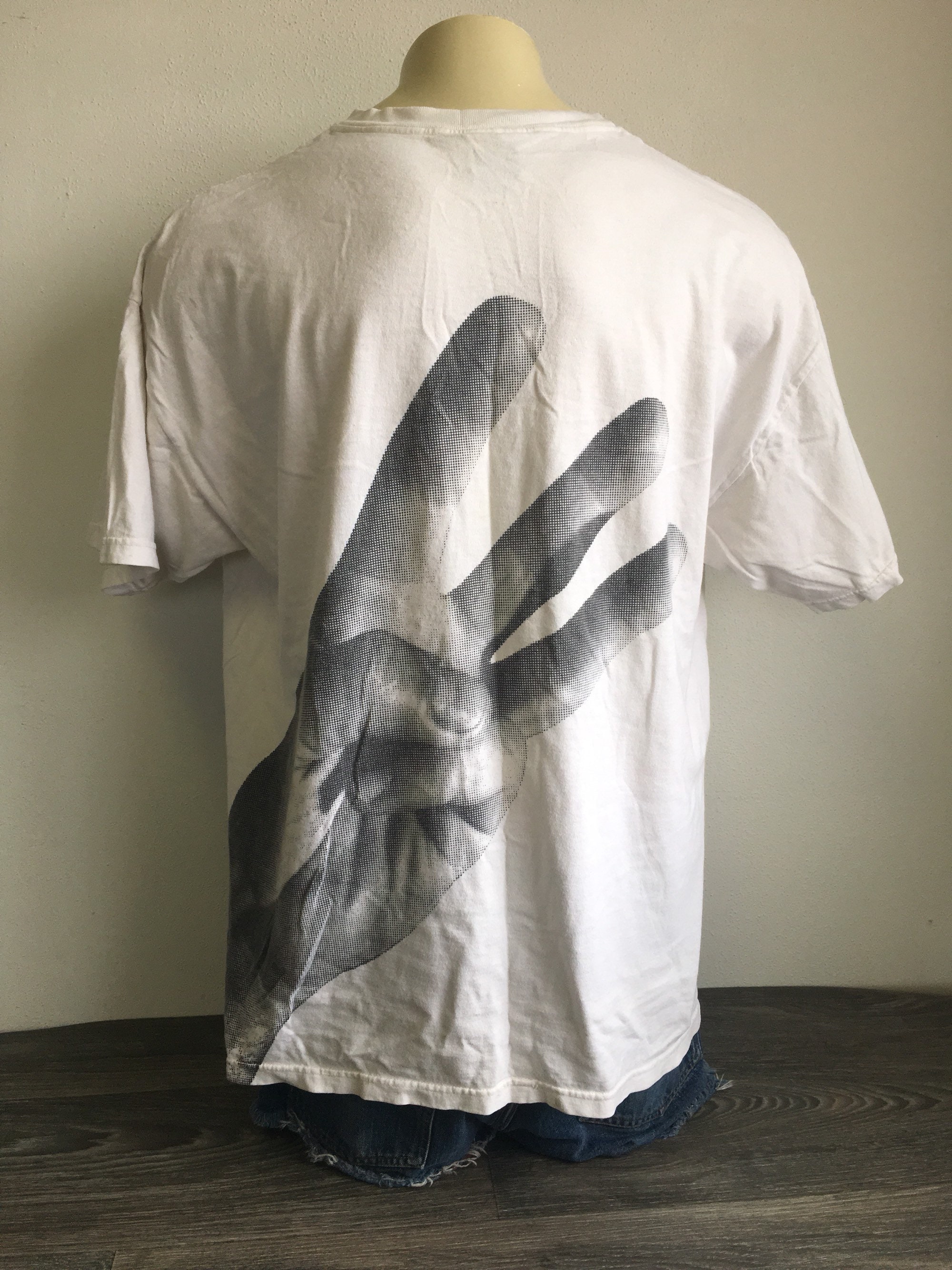 Vintage ADIDAS Shirt 90s TREFOIL 3-stripes Hand Peace Sign