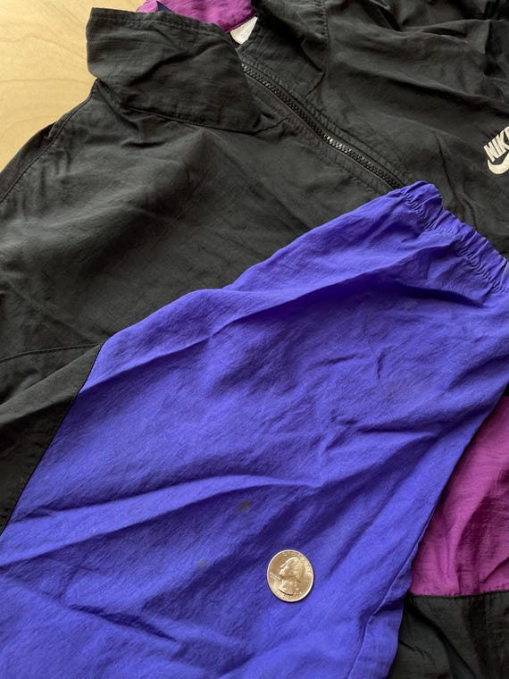 Nike Track Jacket 90s Vintage Color Block Black Purple Blue