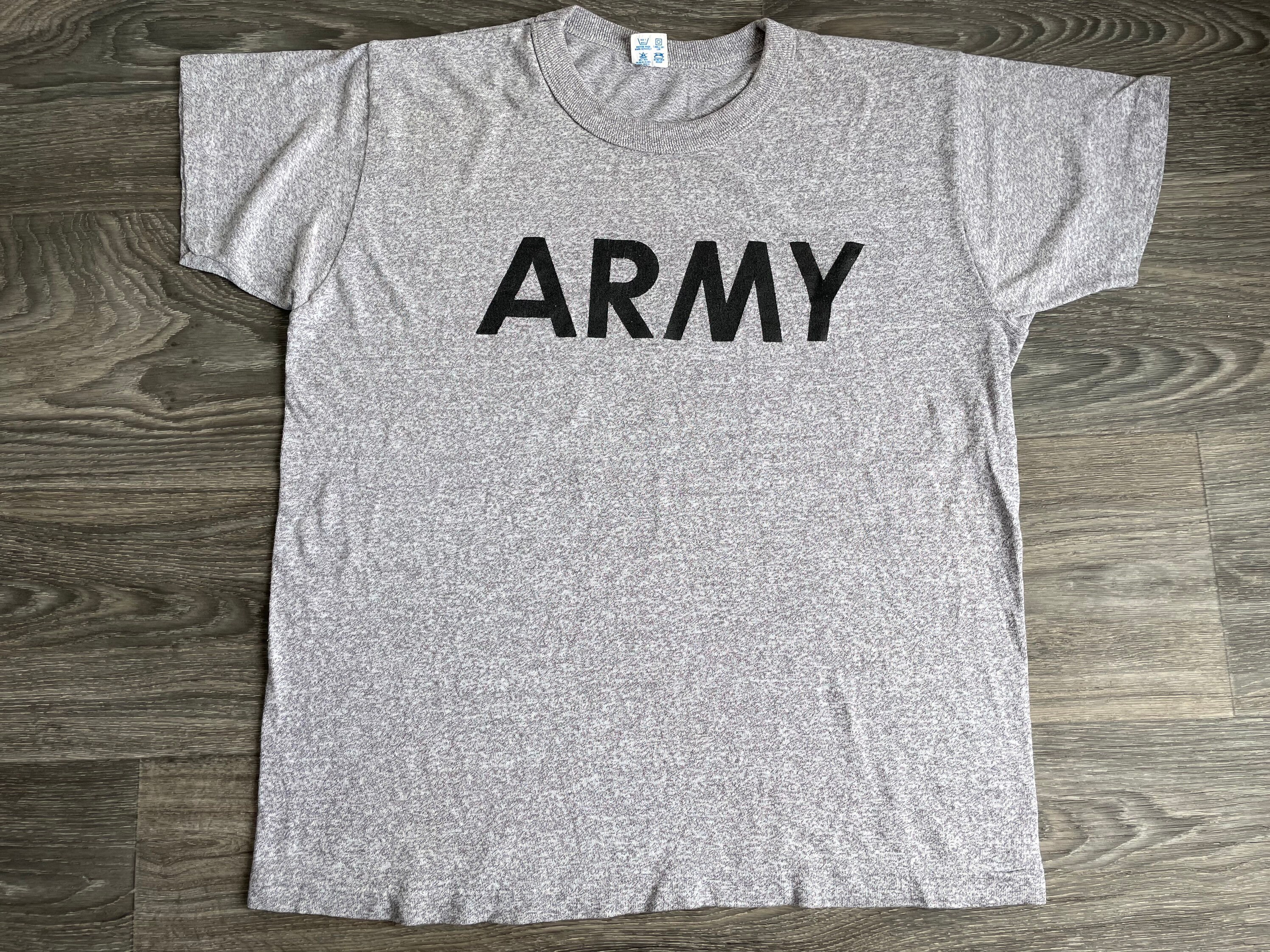 80s Champion S/S-T ARMY ⚡Vintage 80s Champion ARMY Military Gray