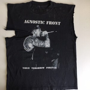 Agnostic Front Shirt Vintage 1997 90s Hardcore Punk Stigma Blue Grape DIY Sleeveless Today Tomorrow Forever Band Tee Large