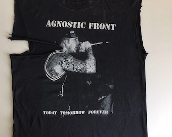 Agnostic Front Shirt Vintage 1997 90s Hardcore Punk Stigma Blue Grape DIY Sleeveless Today Tomorrow Forever Band Tee Large