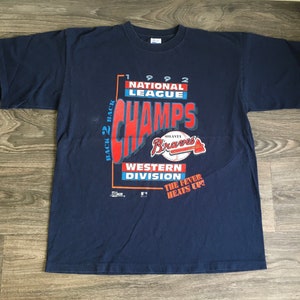 Vintage ATLANTA BRAVES Shirt 90&#39;s Back To Back Champs Western Division National League Baseball Tshirt UsA XL