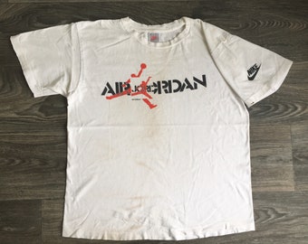 NIKE Air Jordan Shirt 90's Vintage/ RARE Distressed Grey Tag Michael Jordan T-Shirt/ Basketball NBa Usa Cotton Large