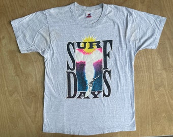 Surf Days Shirt Vintage 90s single stitch giant print Surfing tshirt big wave ocean beach skate tee size XL