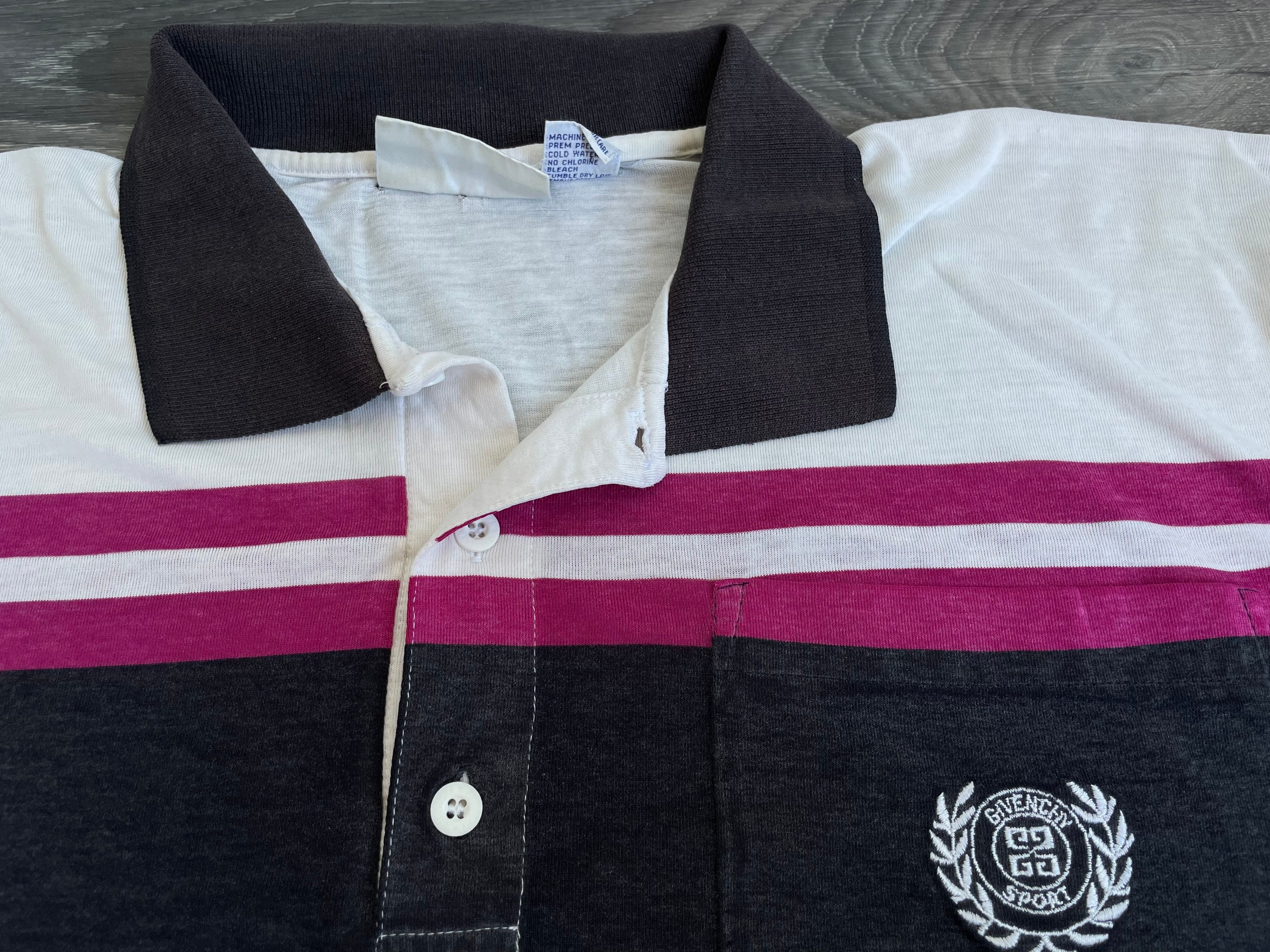 Givenchy Polo Shirt 90's Vintage Activewear Sport Striped Collared