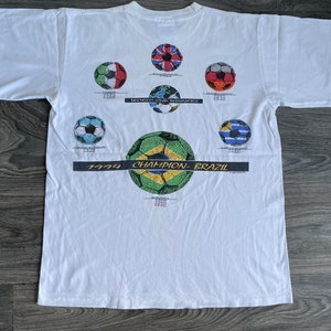 WORLD Cup Shirt 1994 Football Soccer Brazil Winners T-shirt Vintage Sports  USA Made Large