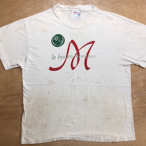 Le Bistro Montage Shirt 1995 Portland Vintage 90s Distress Work Restaurant Chef Cook Iconic Rainer Beer Single Stitch Bike Roses MS Size L