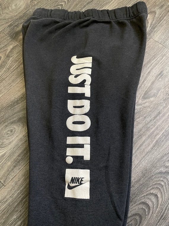 Buy NIKE Sweatpants 90's Vintage Just Do It Black Pants Gray Tag Thick  Heavyweight Waist Swoosh USA Made Medium Online in India 