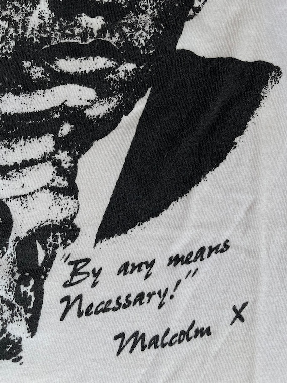 T-shirt Vintage Malcolm X Années 90 – Imprimé Multicolore Noir – Taille XL – Coton USA