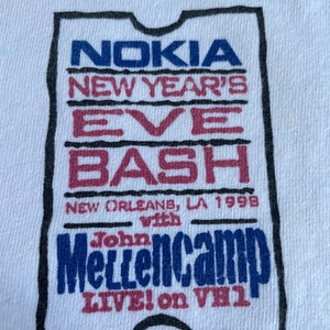 John Mellencamp Nokia Shirt 1998 Vintage VH1 New Year’s Eve bash Sugar Bowl Buckeyes Vs Seminoles Size XL USA single stitch