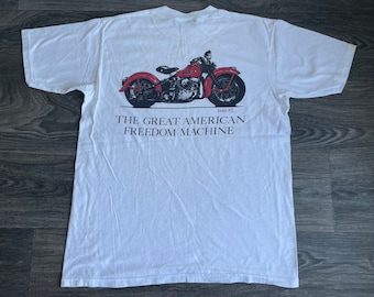 HARLEY Shirt 90s Vintage Harley Davidson STAFF Tshirt Great American Freedom Machine Motorcycle Biker UsA Large