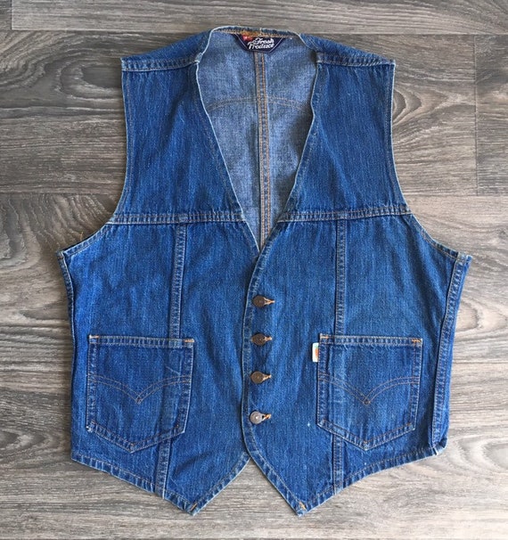 Levis Denim Vest 70's Vtg Fresh Produce Carrot Tag Je… - Gem