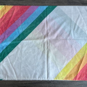 Wamsutta Rainbow Pillowcase 70&#39;s Vintage Colorful Stripes Standard Twin Ultracale USA Made Bright 28.5 x 20