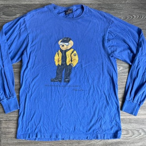 Polo Bear Sport Shirt Polo Ralph Lauren vintage des années 90 à manches longues PRL Street Wear Style petite taille Excellent