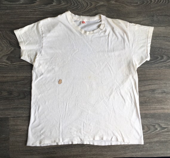 Vintage 60s Shirt HANES Plain Basic White Tshirt/
