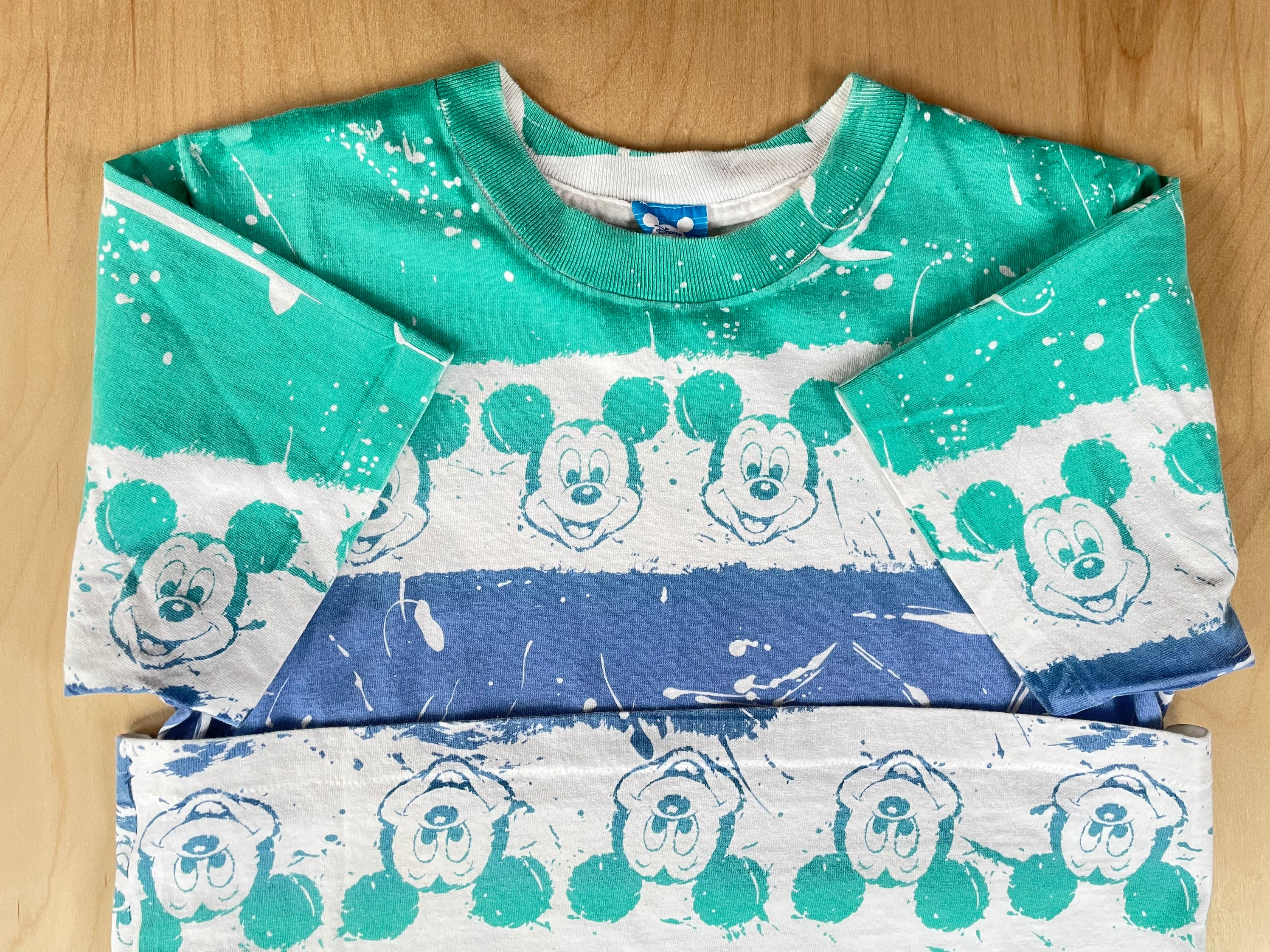 Mickey Mouse Shirt 80's Vintage All Over Print AOP Tie Dye Pastel