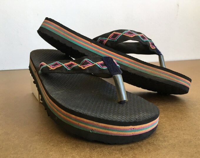 80's FLIP FLOPS Rainbow Thick Foam Sandals Thongs/ Rare - Etsy