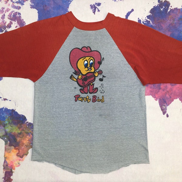 Conway Twitty Shirt Vintage Rare Baseball Tshirt Country Music Tweety Bird Parody Brick Red Gray Color Soft Tee Rockabilly  Size Men Small