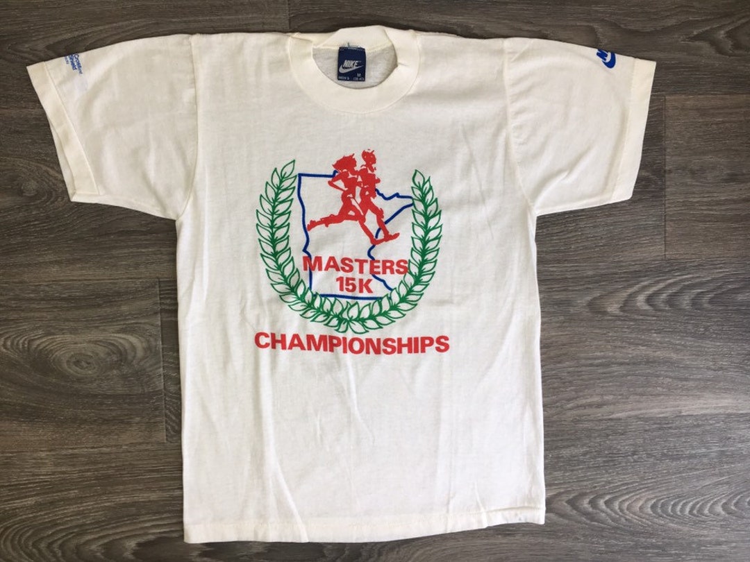 Nike Race Tshirt Vintage 80s Blue Tag Masters 15k Championships Shirt ...