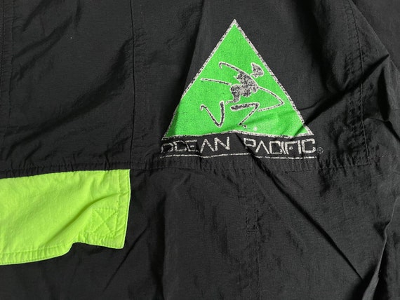 oceanpacific archive 90s nylon paded jk 90S OCEAN PACIFIC ZIP-UP WINDBREAKER COLOR BLOCK DESIGN FRONT LOGO PATCH  AS-IS